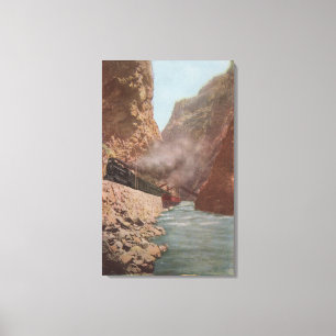 Royal Gorge, CO - View of Train Alongside River Canvas Print