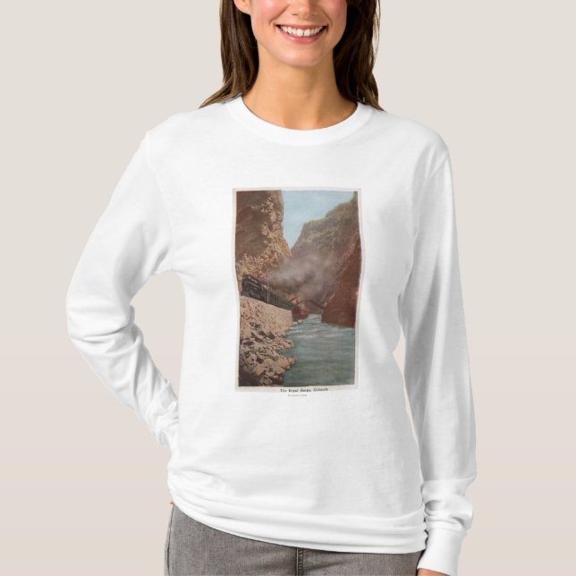 Royal Gorge, CO - View of Train Alongside River T-Shirt (Front)
