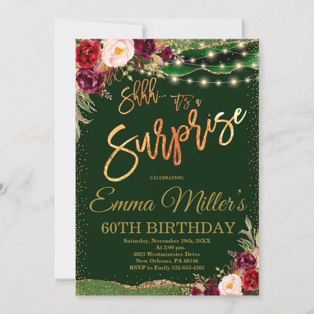 Royal Green Birthday Dinner Party Invitation (Front)