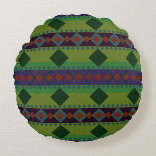 Royal Green Diamonds Round Cushion