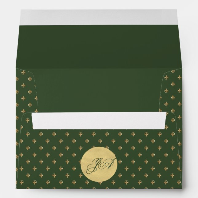 Royal green luxurious French style fleur de lis Envelope (Back (Bottom))