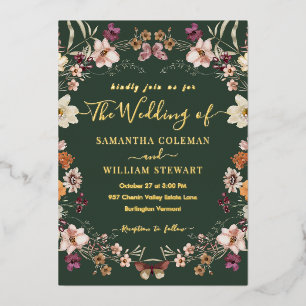 Royal Green Pastel Boho Wildflower Modern Wedding