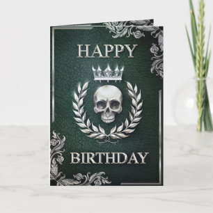 Royal Green & Silver King of the Dead Birthday Card