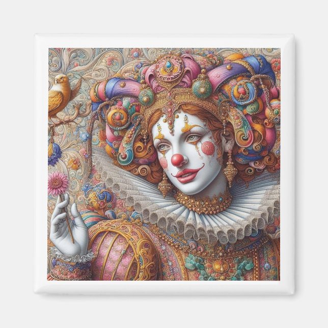 "Royal Harlequin Elegance – Artistic Magnet" Magnet (Front)