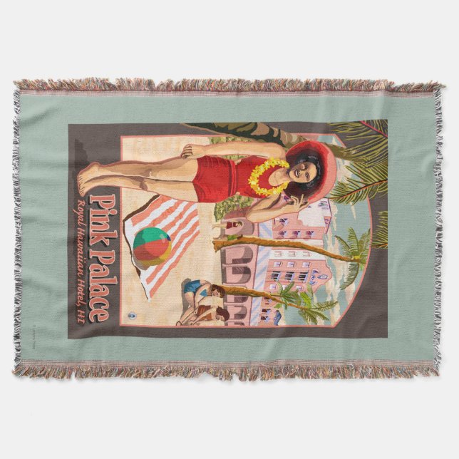 Royal Hawaiian Hotel in Hawaii Throw Blanket (Front)