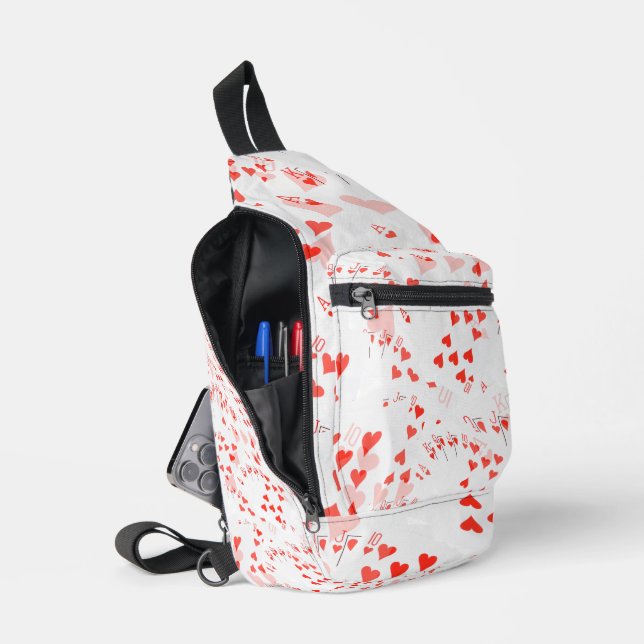 Royal Heart Flush Scattered, Sling Bag (Open)
