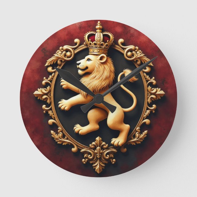Royal Heraldic Tapestry Pattern Round Clock (Front)