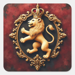 Royal Heraldic Tapestry Pattern Square Sticker