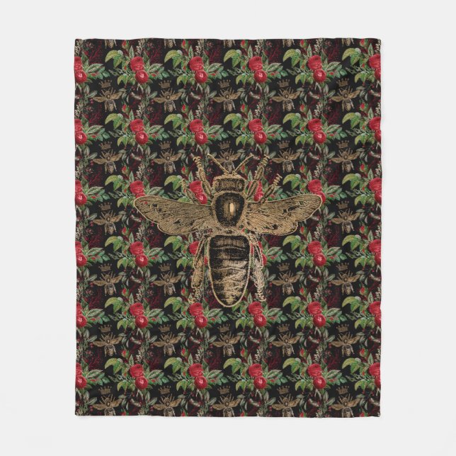 Royal Honeybees Throw Pillow Fleece Blanket (Front)