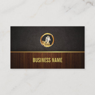 Royal Horse Head Wood & Leather Business Card