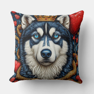 Royal Husky in Crown 🐺👑 Majestic Dog Noble Pet Cushion