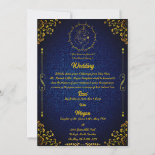 Royal Indian Hindu Wedding Ganesha Logo Golden Inv Invitation