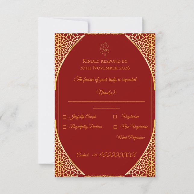 Royal Indian Marriage Reply Template (Front)