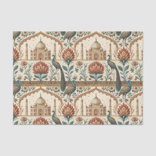Royal Indian Palace Peacock Floral Pattern Artwork Tissue Paper