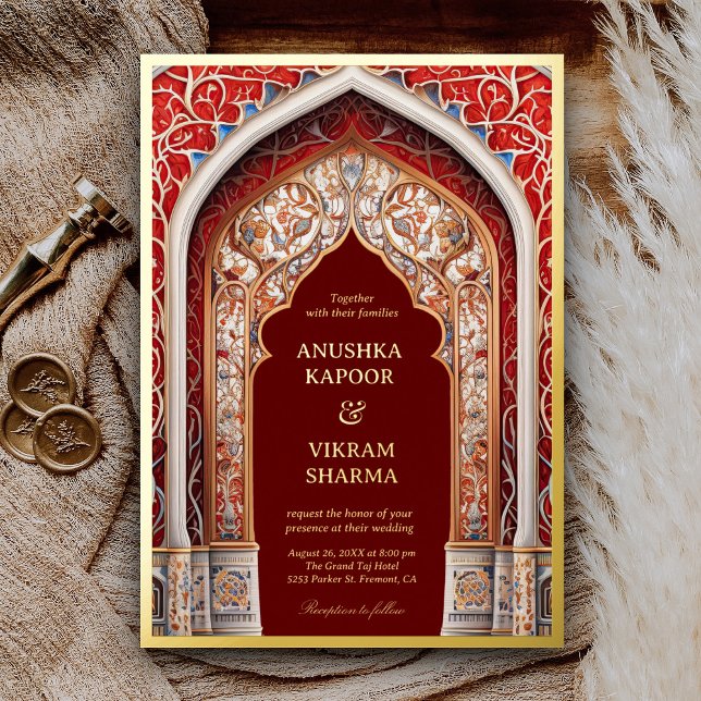 Royal Indian Palace Red Arch Maroon Wedding Gold (Creator Uploaded)