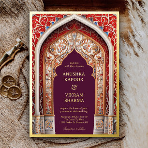 Royal Indian Palace Red Arch Plum Wedding Gold