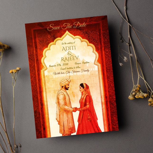 Royal Indian Palace Wedding Save The Date Invitation (Royal Indian Wedding Save The Date)