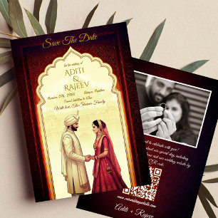 Royal Indian Palace Wedding Save The Date QR Code Invitation