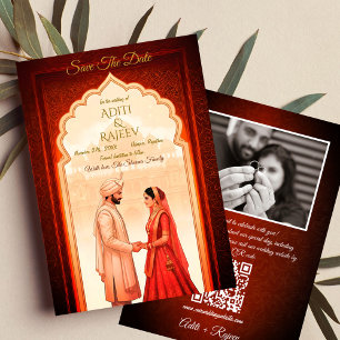 Royal Indian Palace Wedding Save The Date QR Code Invitation