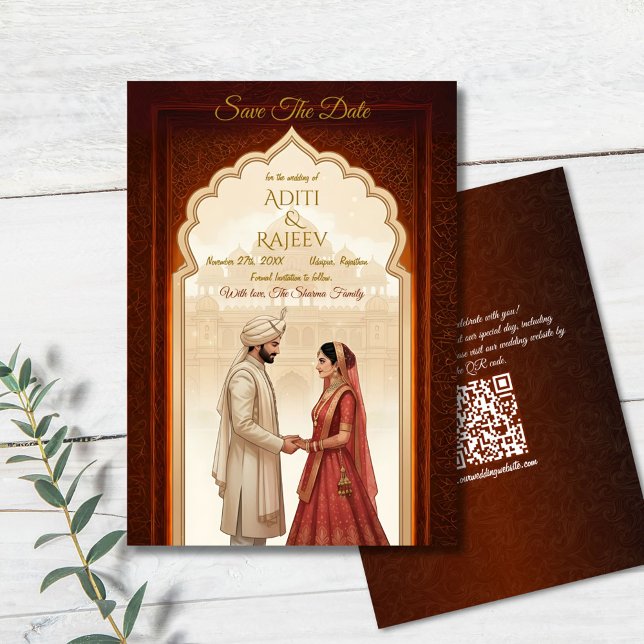 Royal Indian Palace Wedding Save The Date QR Code Invitation (Royal Indian Wedding Save The Date)