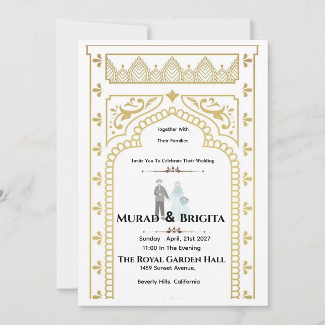 Royal Indian Wedding Invitation – Gold Design (Front)