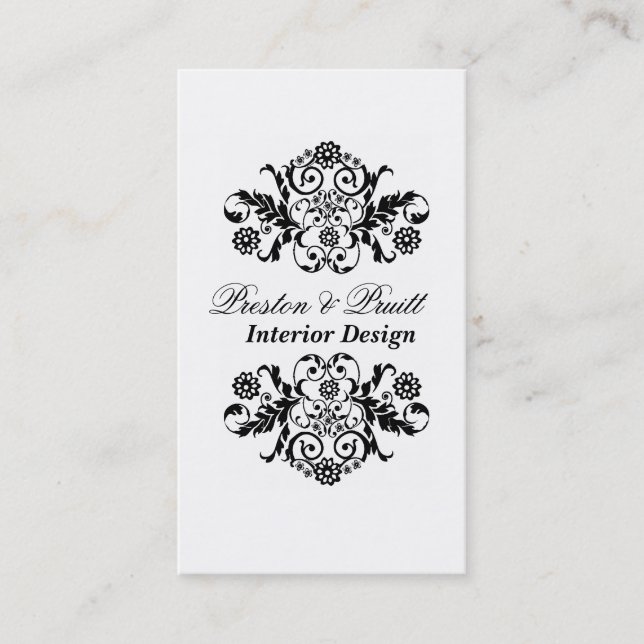 Royal Interior Designer Black White Professional Business Card (Front)