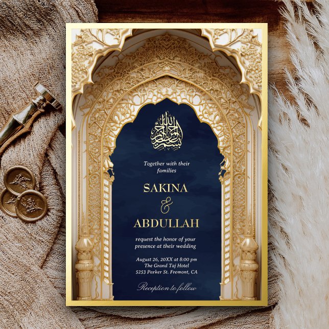Royal Islamic Arch Navy Blue Muslim Wedding Gold (Creator Uploaded)
