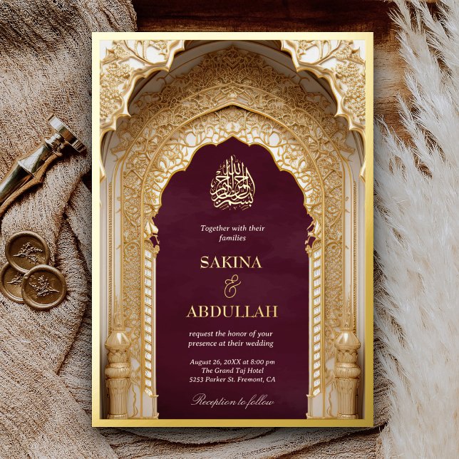 Royal Islamic Arch Plum Purple Muslim Wedding Gold (Creator Uploaded)