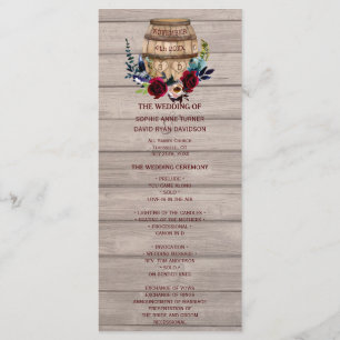 Royal Ivory Floral Burgundy Wedding Program Programme