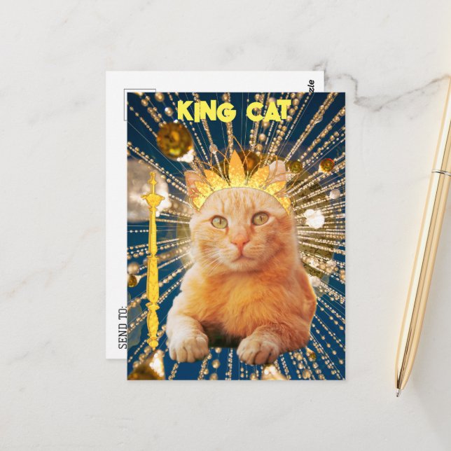 Royal King Cat Funny For Cat Lovers Pet Groomers Postcard (Front/Back In Situ)