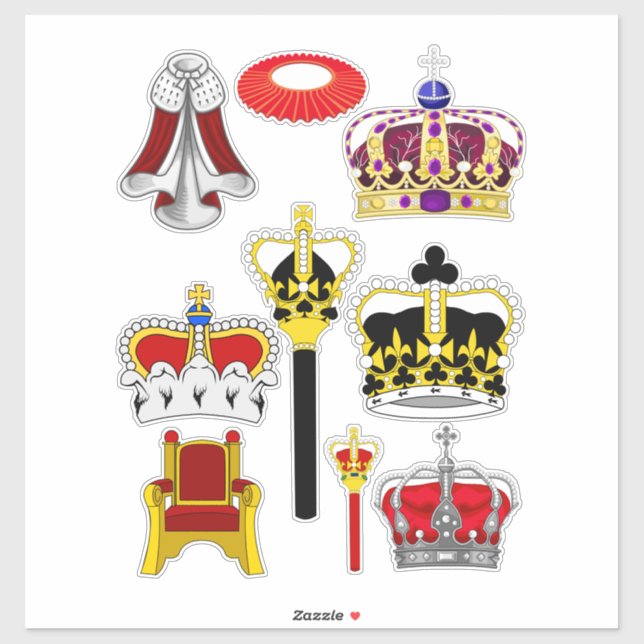 Royal King Queen Crowns Sceptres cartoon Clipart (Sheet)