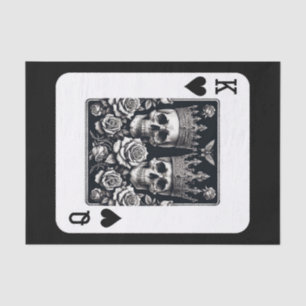 Royal King & Queen of Hearts Skulls & Roses Tissue Paper