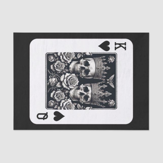 Royal King & Queen of Hearts Skulls & Roses Tissue Paper (Front)