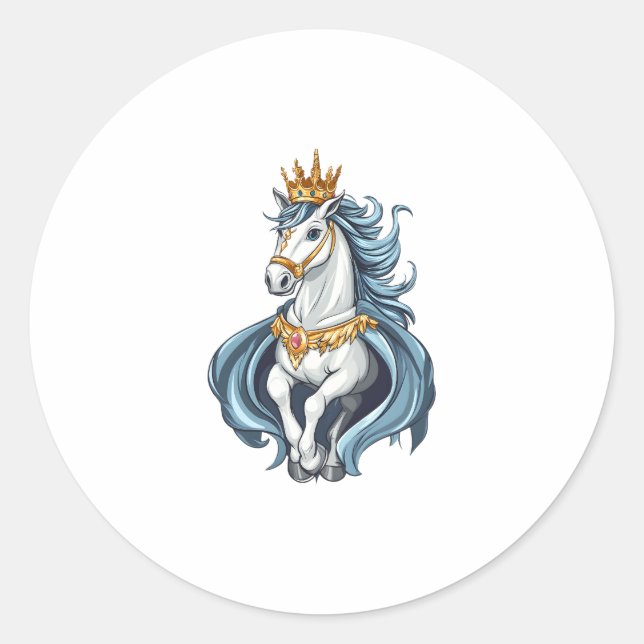 Royal King Unicorn (1) Classic Round Sticker (Front)