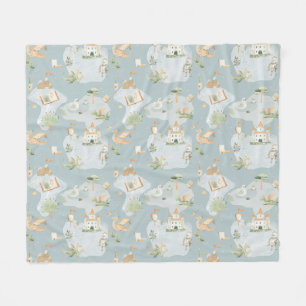 Royal Kingdom castle Dragon Blue map Fleece Blanket
