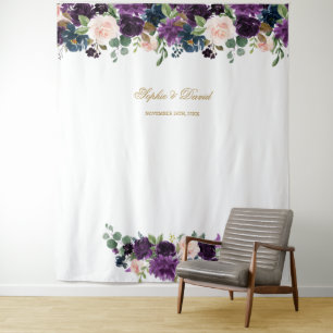 Royal Lavender Pink Blue Floral Photo Booth Tapestry