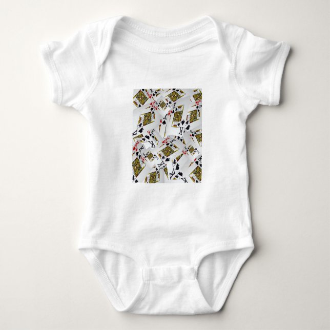 "Royal Layer: A Stack of Kings Poker Cards" Baby Bodysuit (Front)