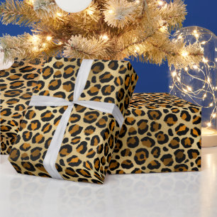 Royal Leopard Gold Black Jungle Pattern Wrapping Paper