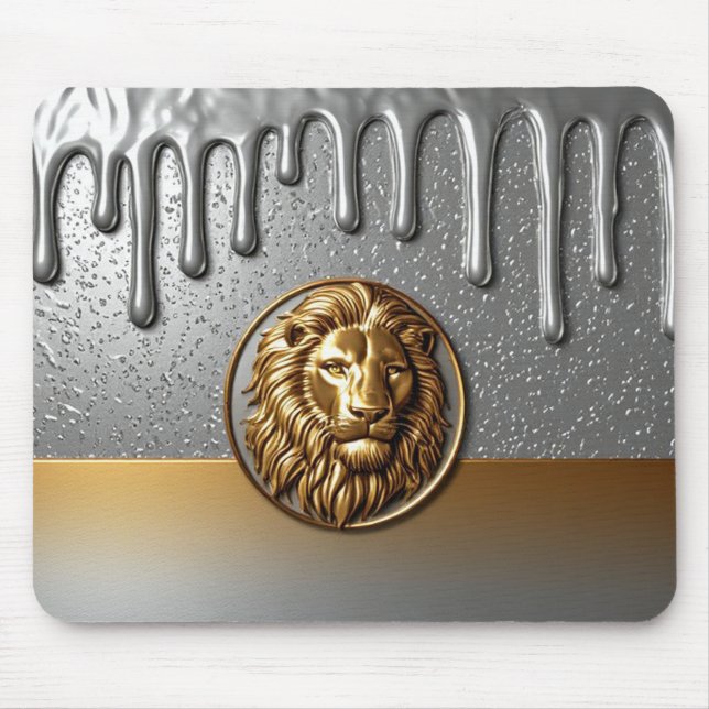 Royal Lion Crest With Gold Metal Texture 🦁 Mouse Mat (Front)