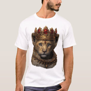 Royal Lion Cub Crown T-Shirt – Elegant King Design