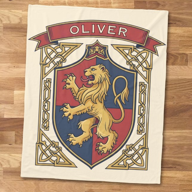 Royal Lion Rampant Celtic Knotwork Fleece Blanket (Creator Uploaded)