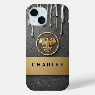 🦅 Royal Liquid Gold Eagle  Metallic Drip Luxury ✨ iPhone 15 Case