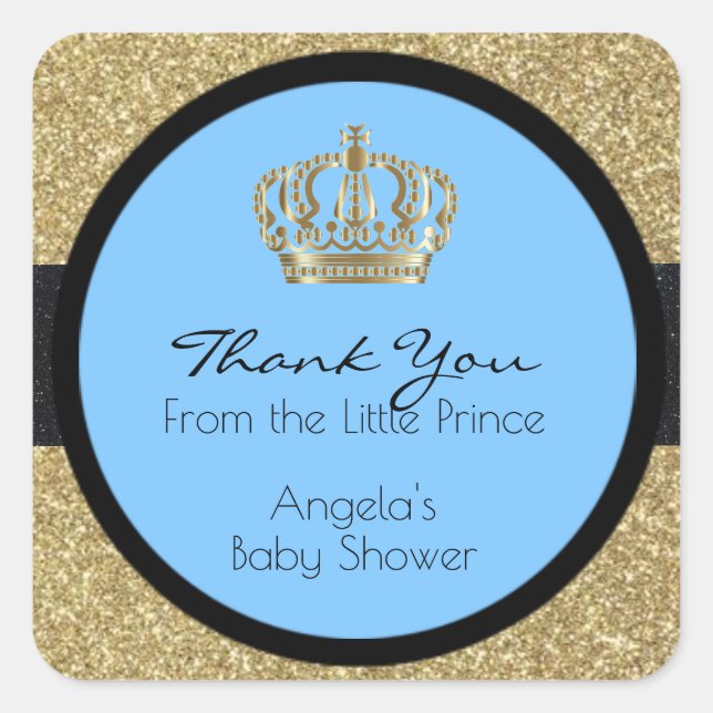 Royal Little Prince Baby Shower Blue Boy Square Sticker (Front)