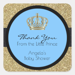 Royal Little Prince Baby Shower Blue Boy Square Sticker