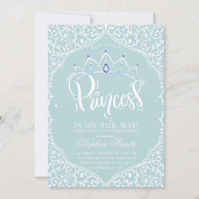 Royal Little Princess Baby Shower Ornamental Invitation (Front)