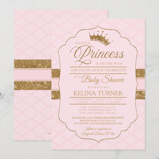 Royal Little Princess Blush Baby Shower Invitation (Front/Back)