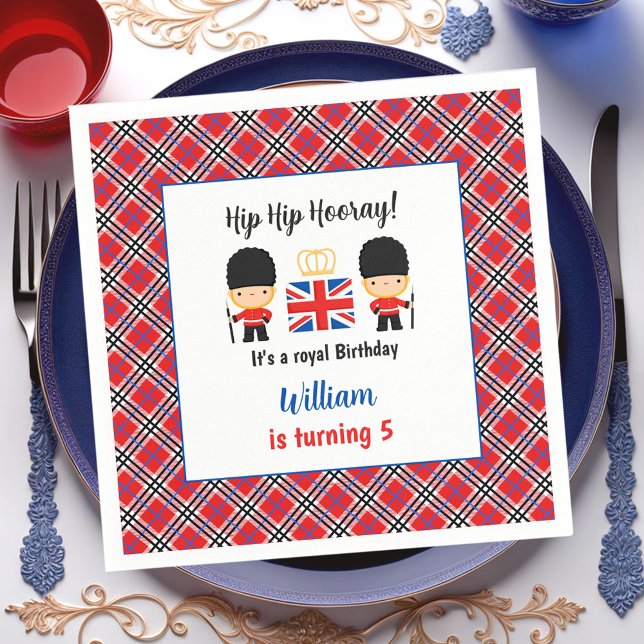 Royal London Guards British Tartan Boy Birthday Napkin (Royal London Guards British Tartan Boy Birthday Napkins)