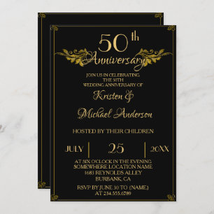 Royal Luxury Classic black gold 50th Anniversary Invitation