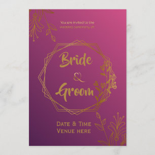 Royal Magenta & Gold Wedding Invitation 