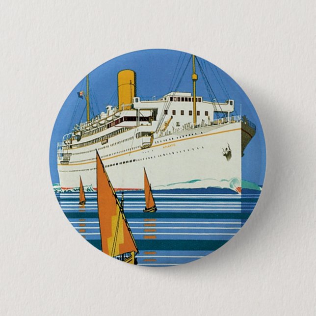 Royal Mail "Atlantis Cruises" 6 Cm Round Badge (Front)